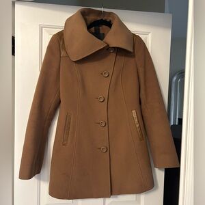 Camel wool Mackage winter coat in size Medium, leather details